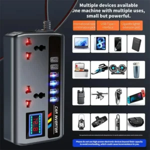 Car Adapter DC 12V/24V to AC 220V 200W Car Phone Charger Power Adapter 9 in 1 - Image 5