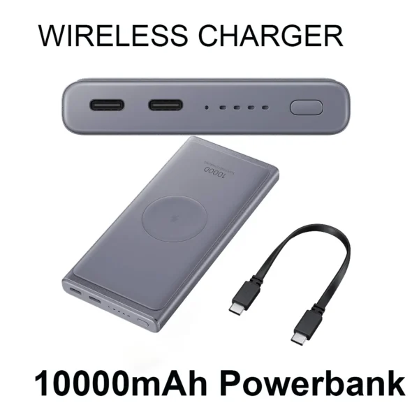 Wireless Power Bank 10000Mah Dual Type C Port Fast Charge Portble