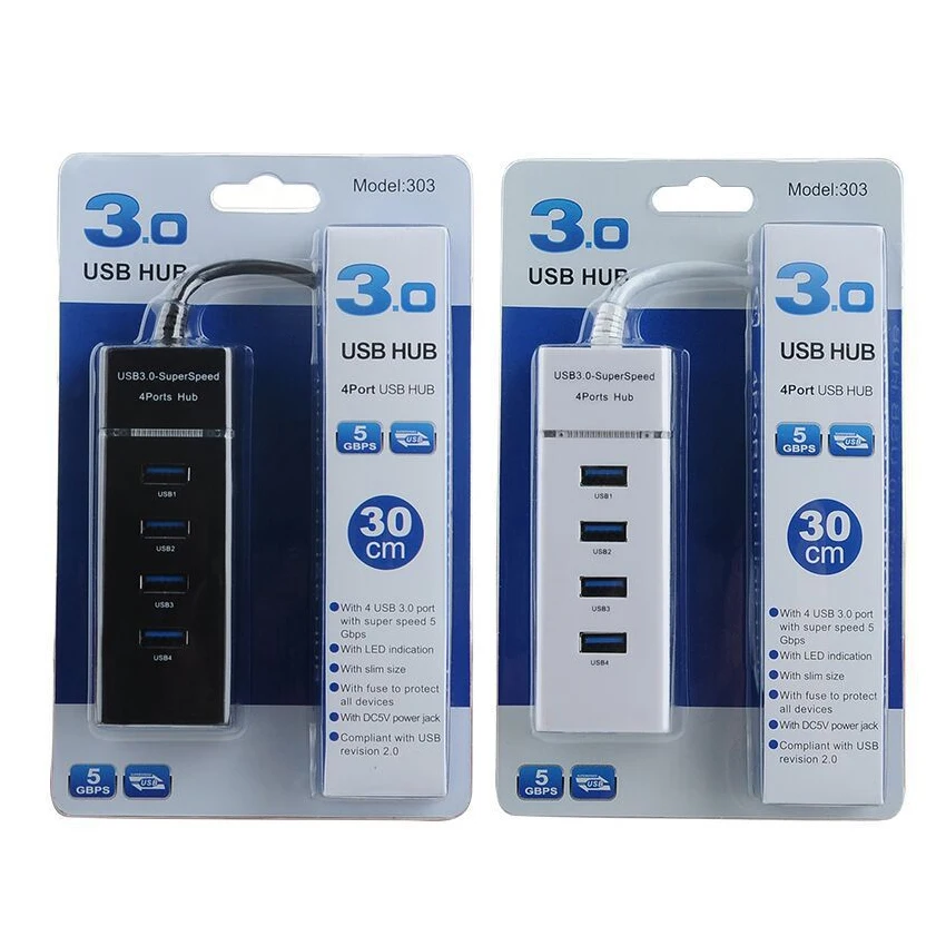 USB 3.0 HUB High Speed LED 1 to 4 Port Cable Splitter USB Data - Image 6