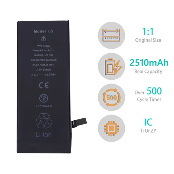 Iphone 6S 2510Mah Li-Ion Polymer Replacement Battery Model A1633 A1688 A1700