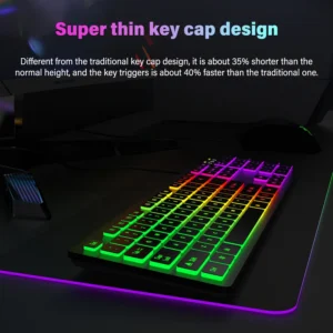 Computer Gaming Keyboard Light Backlit RGB Mute Wired Keyboard - Image 5