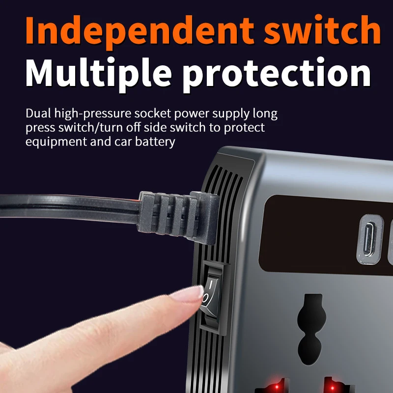 Car Adapter DC 12V/24V to AC 220V 200W Car Phone Charger Power Adapter 9 in 1 - Image 4