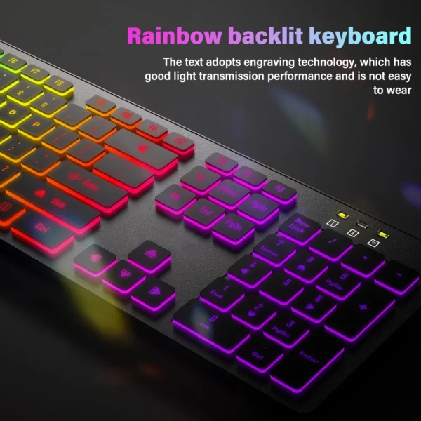 Computer Gaming Keyboard Light Backlit RGB Mute Wired Keyboard