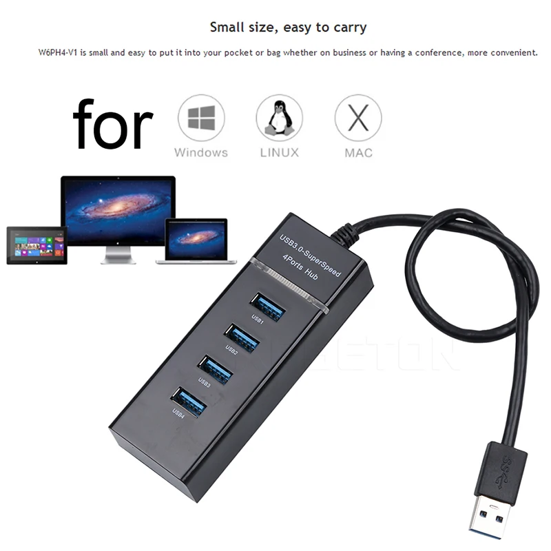 USB 3.0 HUB High Speed LED 1 to 4 Port Cable Splitter USB Data - Image 3