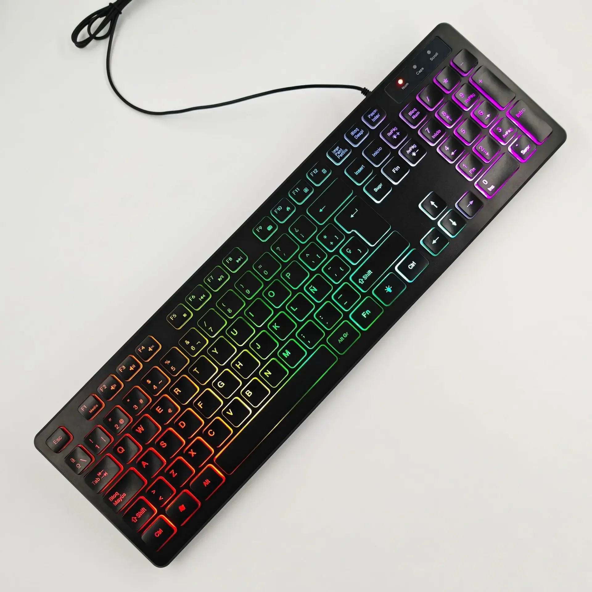 Computer Gaming Keyboard Light Backlit RGB Mute Wired Keyboard - Image 10