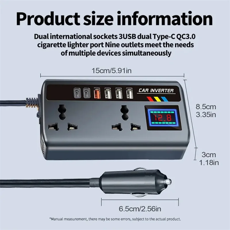 Car Adapter DC 12V/24V to AC 220V 200W Car Phone Charger Power Adapter 9 in 1 - Image 6