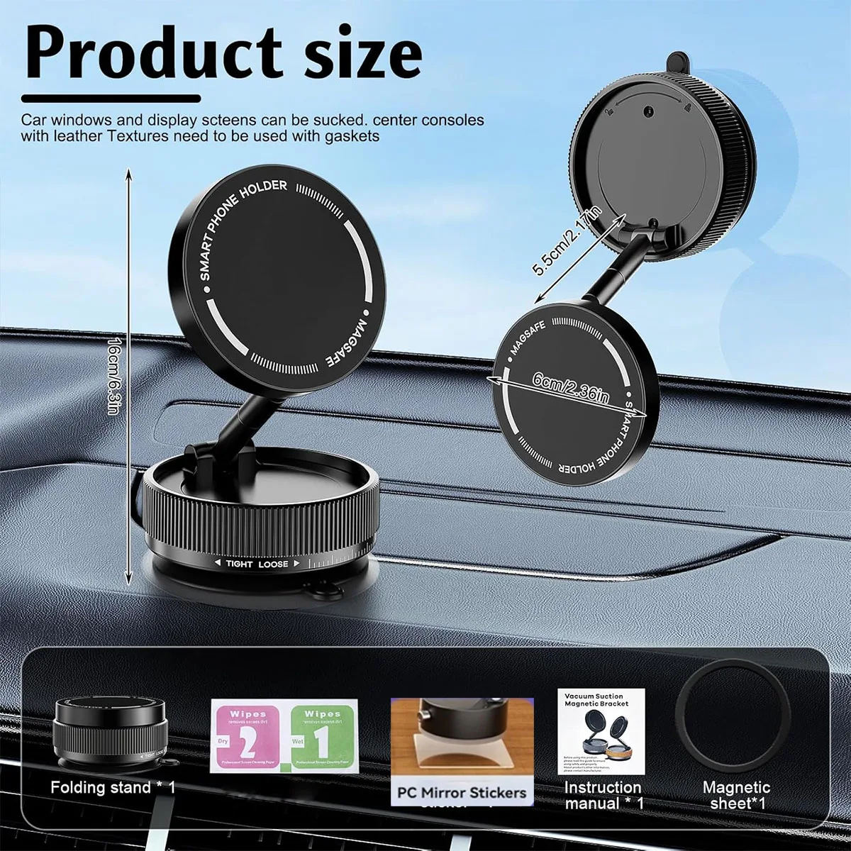 360° Vacuum Magnetic Car Phone Holder with Magsafe - Image 3