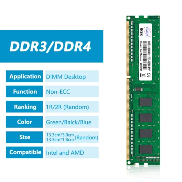 Desktop Memory Ram DDR3 DDR4 4GB 8GB 16GB PC4
