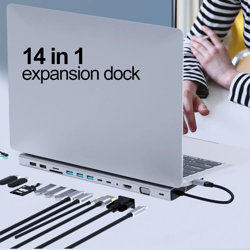 14-In-1 Type C Hub Expansion Docking Station for Ipad Laptop Notebook - Image 6