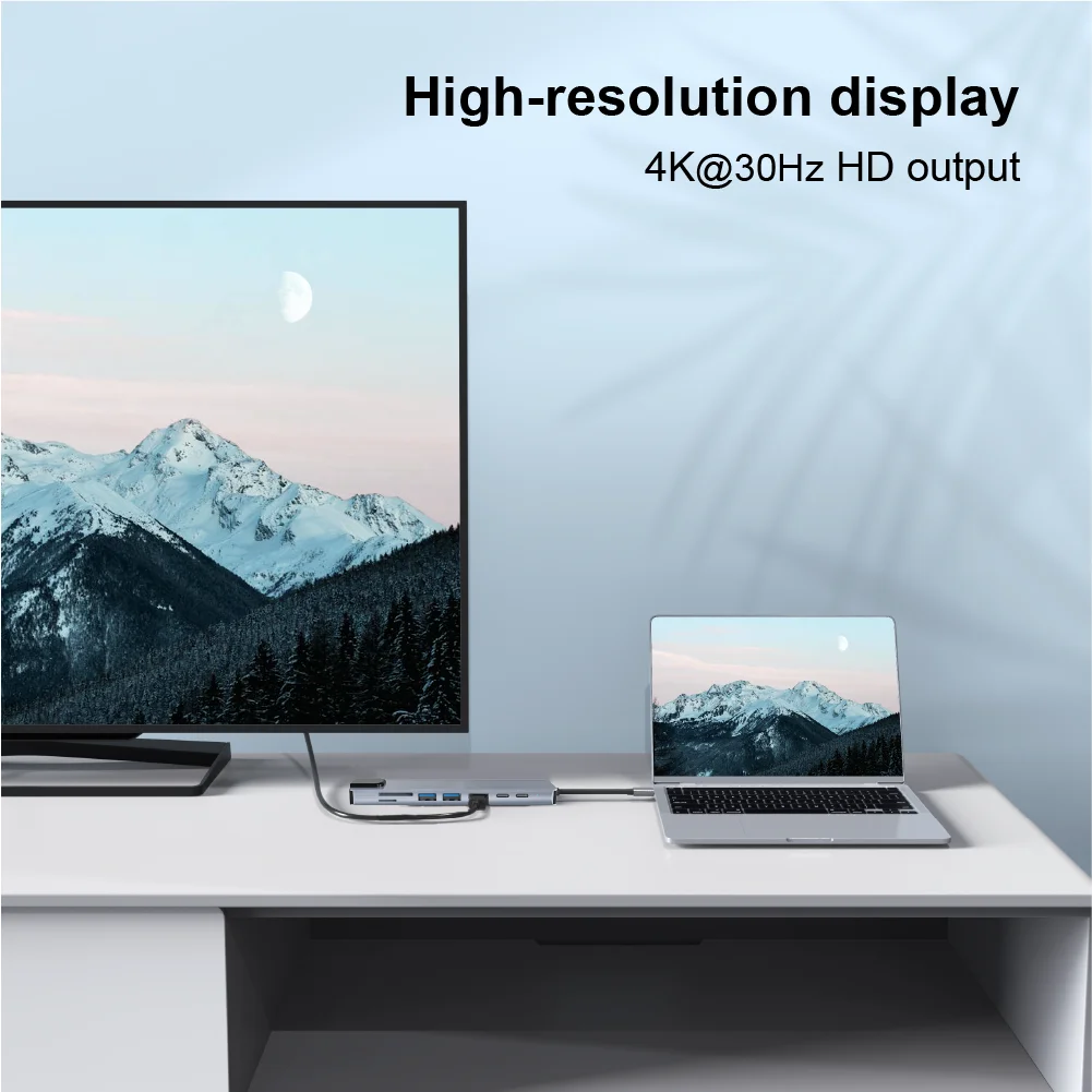 8 in 1 USB C Hub  Multi-Port Docking Station PD Ports, for Macbook Laptop - Image 4