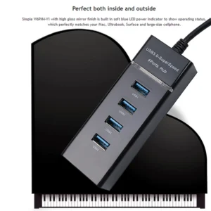 USB 3.0 HUB High Speed LED 1 to 4 Port Cable Splitter USB Data - Image 2
