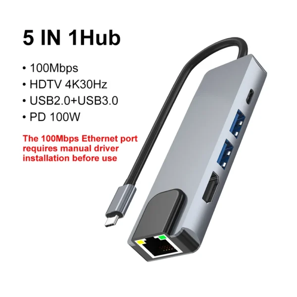 8 in 1 USB C Hub  Multi-Port Docking Station PD Ports, for Macbook Laptop