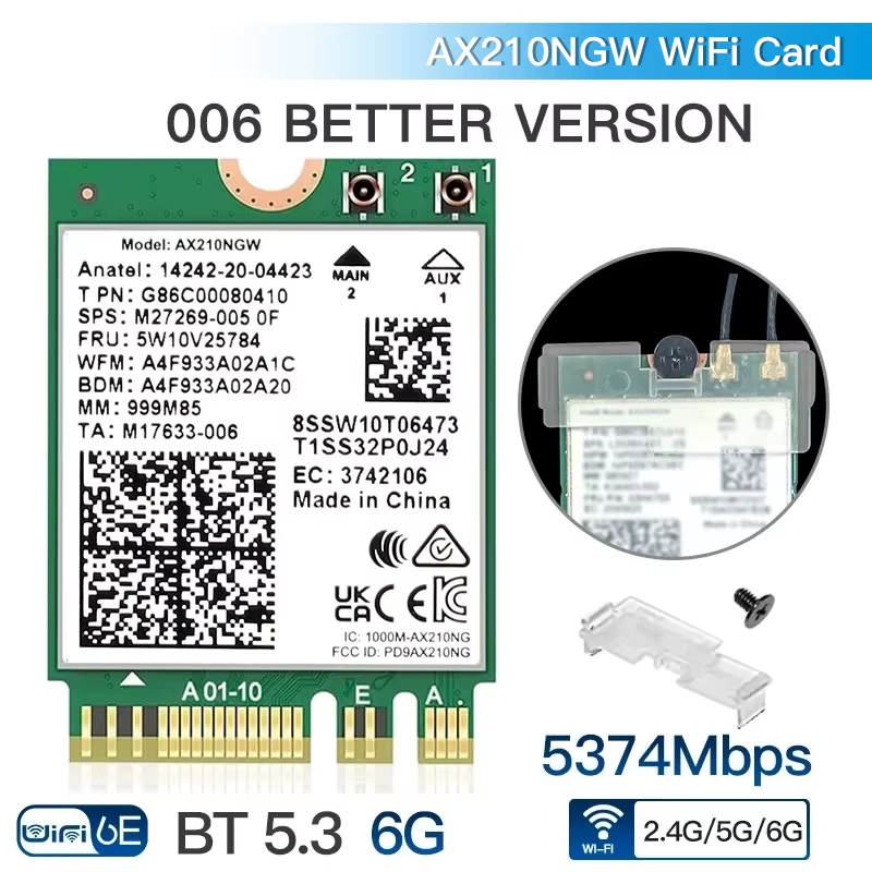 Tri Band Wifi6E AX210 Wireless 2.4Gbps Bluetooth 5.3 Wireless Wlan Wifi Card - Image 1