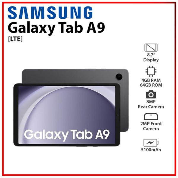 NEW Samsung Galaxy Tab A9 8.7" 4GB+64GB GRAPHITE Android PC Tablet (Wifi+4G)