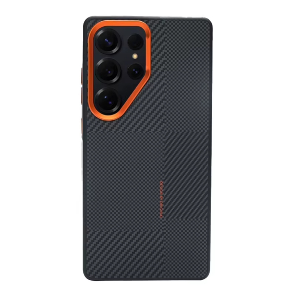 Magnetic Alloy Lens Magsafe Phone Case for Samsung Galaxy S25 Ultra S24 S23 Carbon Fibre Texture Wireless Charge Soft Edge Cover