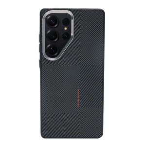Magnetic Alloy Lens Magsafe Phone Case for Samsung Galaxy S25 Ultra S24 S23 Carbon Fibre Texture Wireless Charge Soft Edge Cover - Image 1